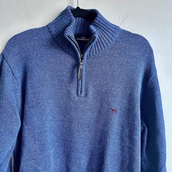 Rodd & Gunn Sweater Mens Medium Blue Half Zip Pullover Cotton Gunn Essentials - Picture 1 of 11